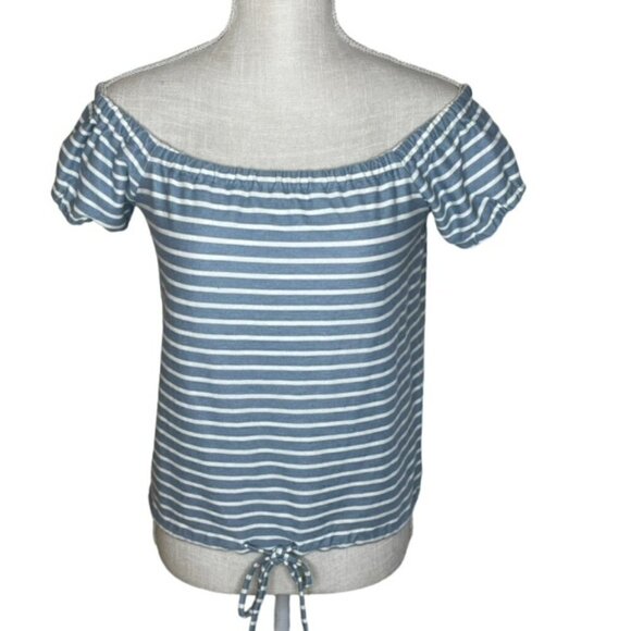 MADEWELL Melody Striped Off The Shoulder Top - Size XS - Picture 2 of 4